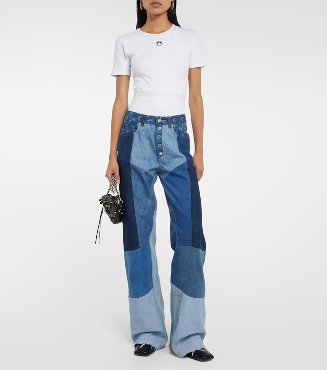 Marine Serre Regenerated wide-leg jeans