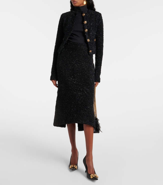 Balenciaga Cotton-blend tweed midi skirt
