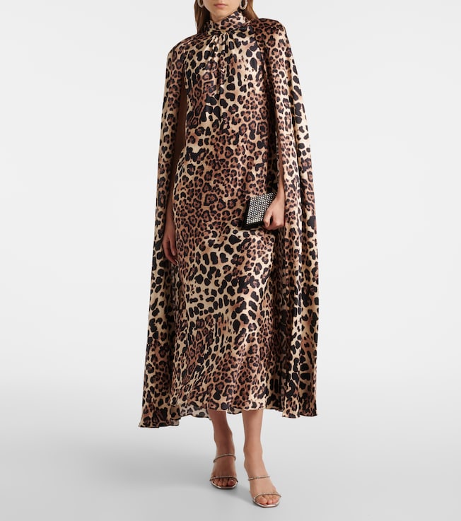 Rodarte Leopard-print caped silk charmeuse gown