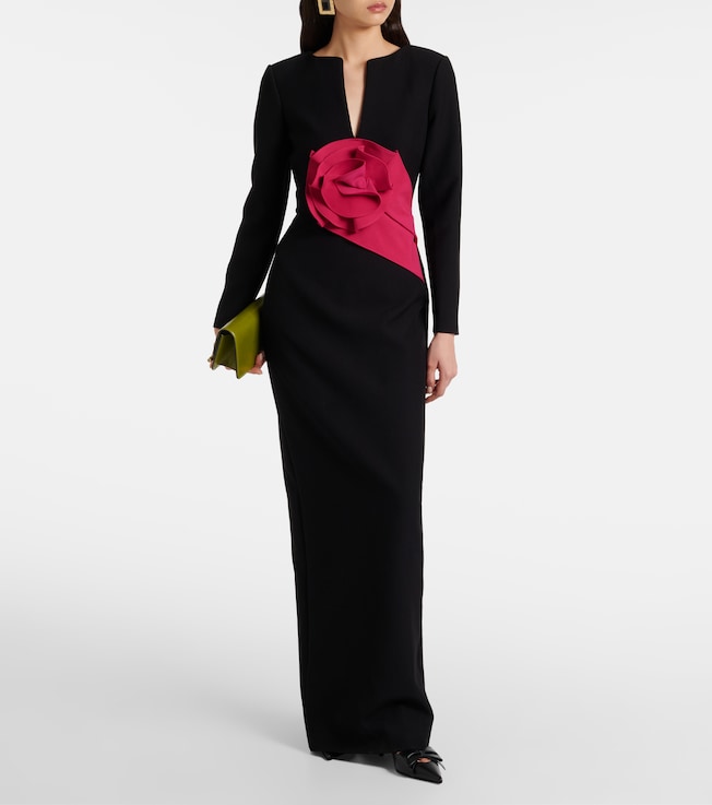Roland Mouret Floral-appliqué crêpe gown