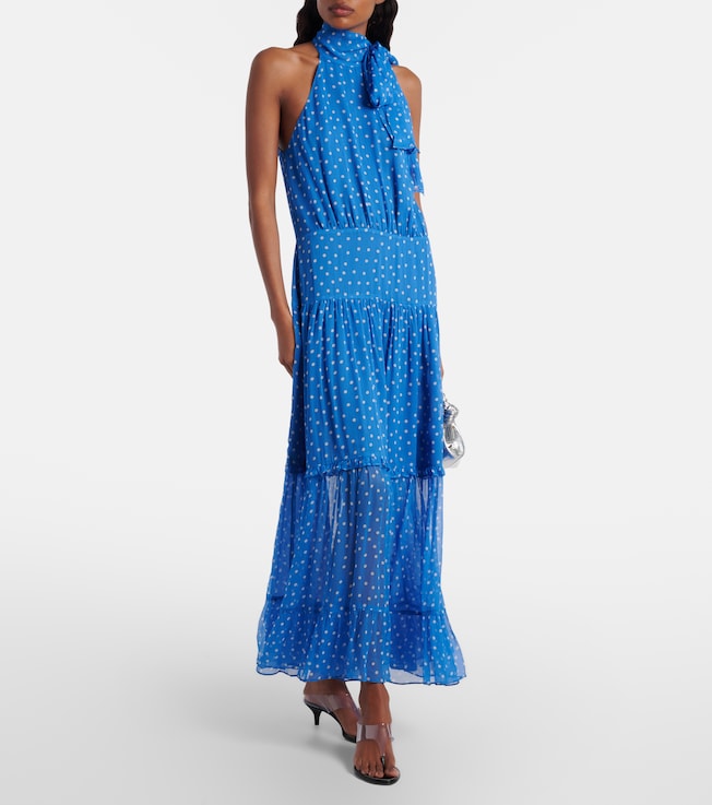 RIXO Layla tie-neck polka-dot midi dress