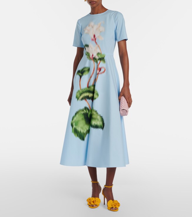 Oscar de la Renta Printed cotton-blend midi dress
