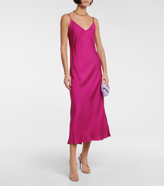 Velvet Poppy slip midi dress