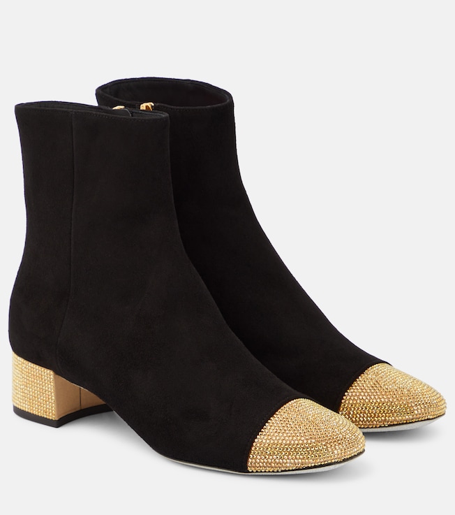 RENÉ CAOVILLA Embellished suede ankle boots