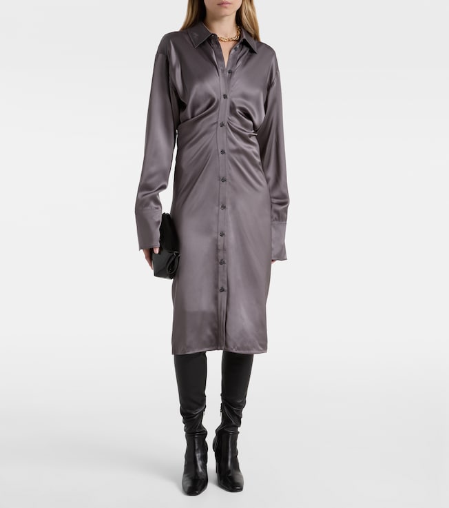 TOTEME Draped satin shirt dress