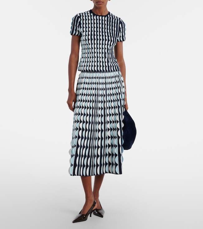 SIMKHAI Simkhai Micah knitted scalloped midi skirt