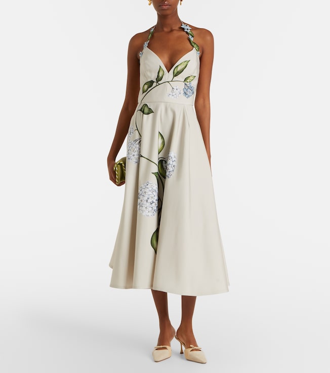 Oscar de la Renta Floral faille cocktail dress