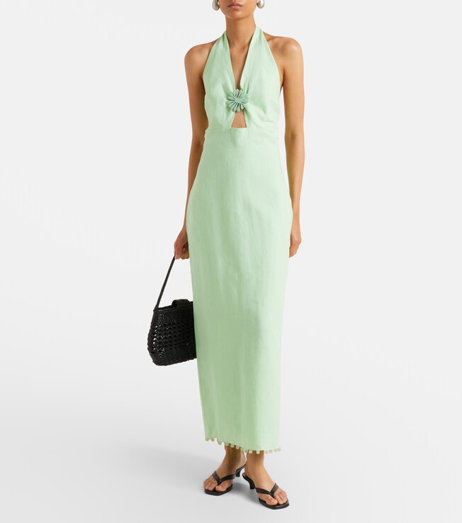 Cala de la Cruz Cala de la Cruz Orly halterneck linen midi dress