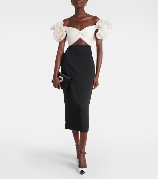 Costarellos Ziselle cutout Lurex® and crêpe midi dress