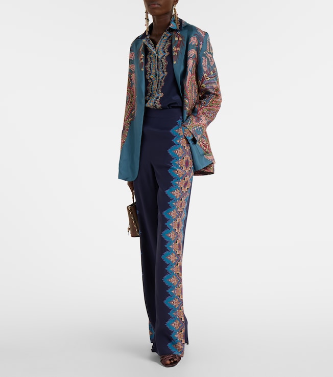 Etro Etro Printed silk crêpe de chine straight pants