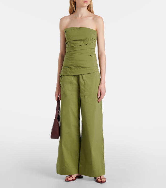 SIMKHAI Emerson ruched cotton-blend tube top