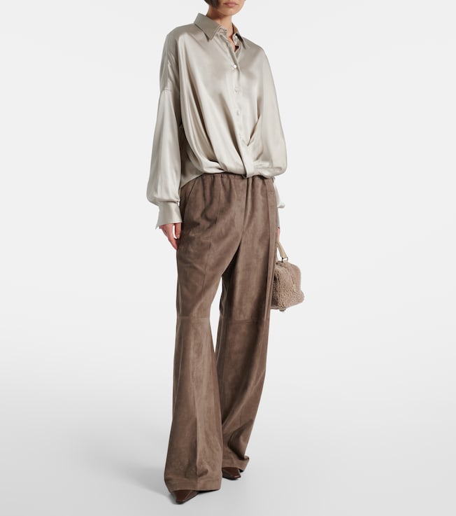 Brunello Cucinelli Silk-blend satin shirt