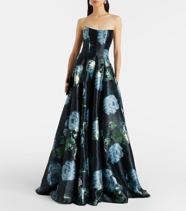 Markarian Laila floral brocade bustier gown
