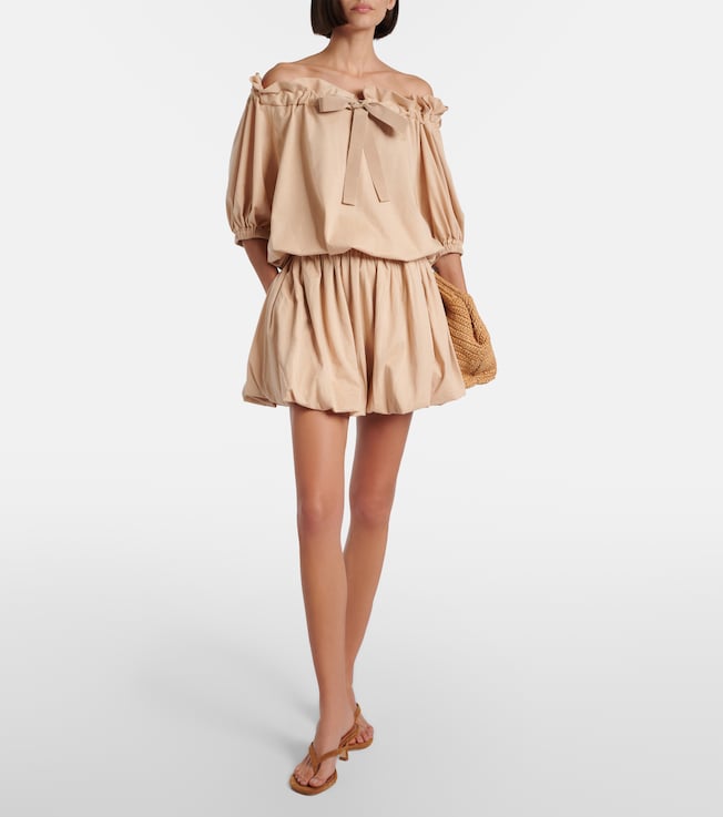 Patou Tie-neck cotton faille minidress