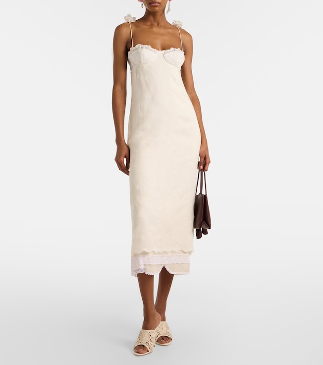 Magda Butrym Embroidered silk, wool and cotton-blend midi dress