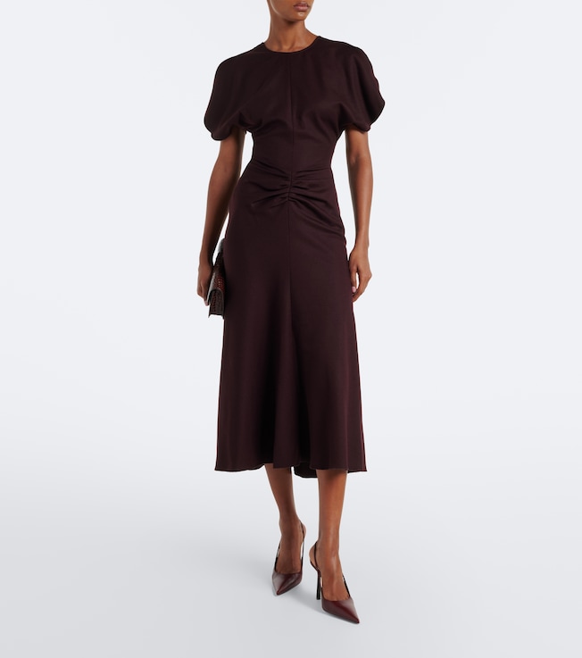 Victoria Beckham Bela gathered virgin wool midi dress