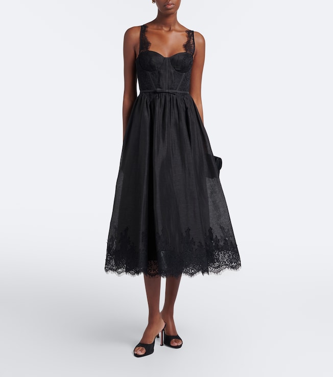 Zimmermann Zimmermann Valiant lace-trimmed linen and silk bustier dress