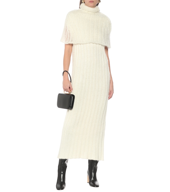 Jil Sander Ribbed-knit wool-blend midi dress