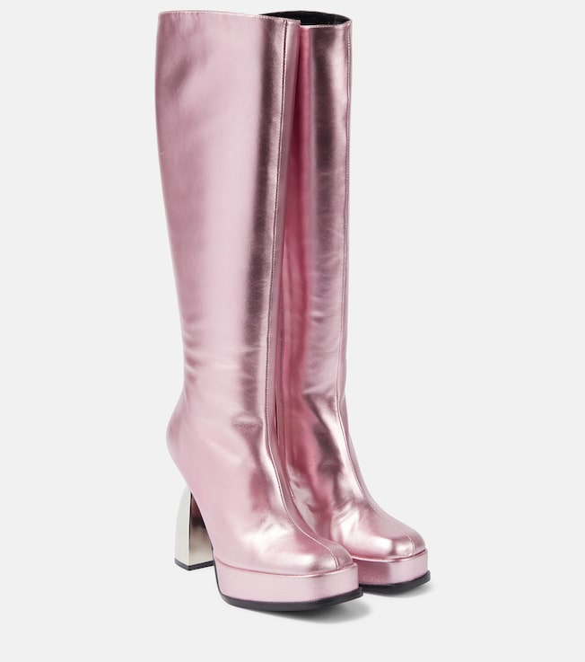 NODALETO Angel metallic leather knee-high boots