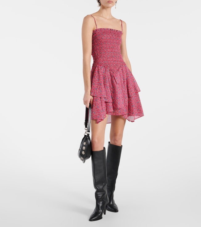 Marant Étoile Ankage smocked ruffled cotton minidress