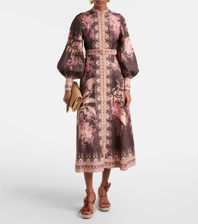 Zimmermann Illuminate floral linen midi dress