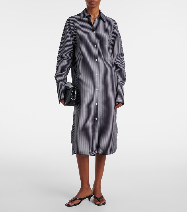 TOTEME Striped cotton poplin shirt dress
