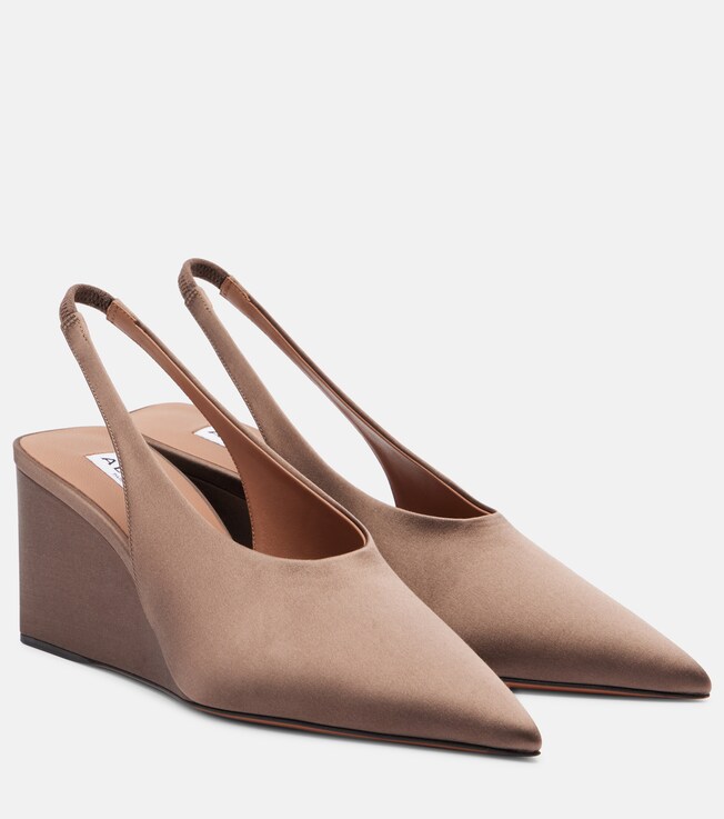 Alaïa Cube 75 satin slingback wedges