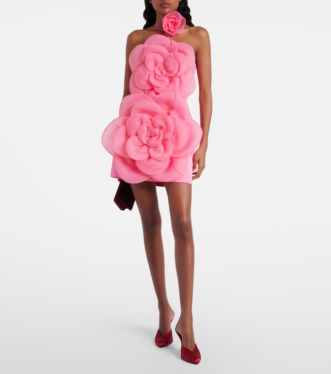 LEO LIN Floret floral-appliqué bustier dress