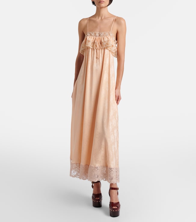 Chloé Lace-trimmed silk jacquard midi dress