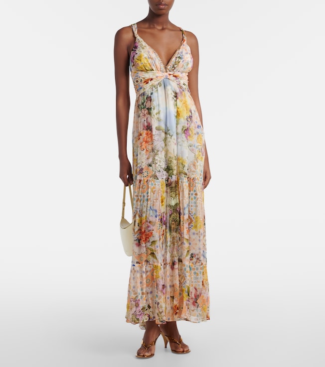 Camilla Embellished floral silk maxi dress