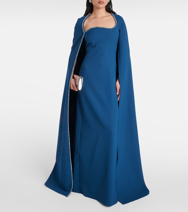 Safiyaa Mattia embellished caped crêpe gown