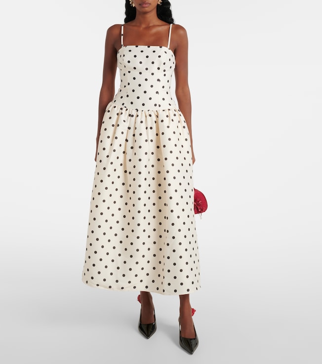 self-portrait Polka-dot taffetta corset dress
