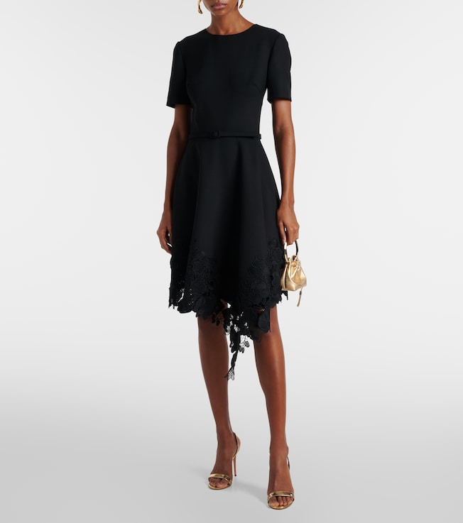 Oscar de la Renta Asymmetric wool-blend midi dress