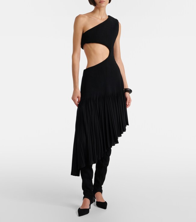 Alaïa One-shoulder cutout midi dress