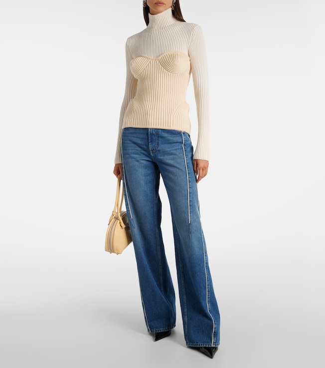 Jean Paul Gaultier Ribbed-knit wool-blend turtleneck sweater