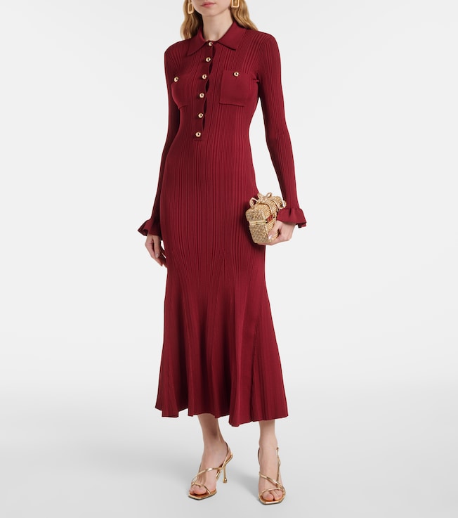self-portrait Ribbed-knit midi dress