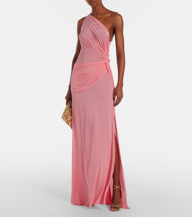 Alex Perry Gathered one-shoulder jersey gown