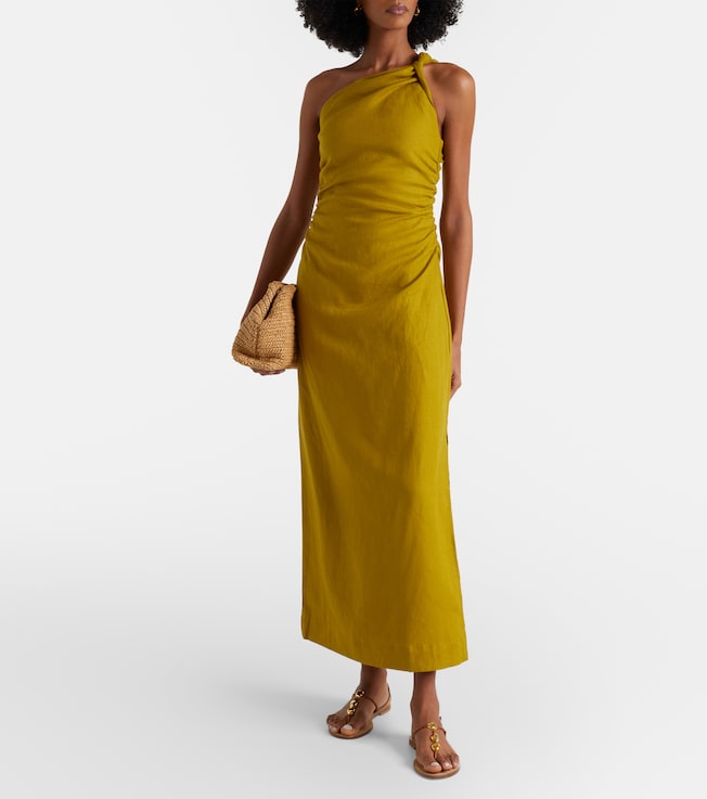 Faithfull Jomana one-shoulder linen midi dress