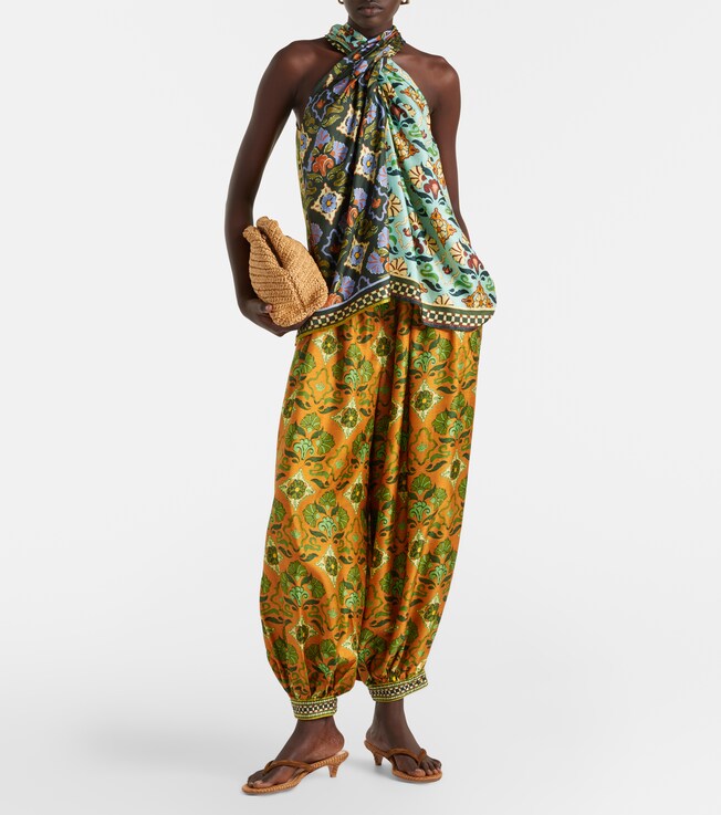 Alémais Cece floral silk tapered pants