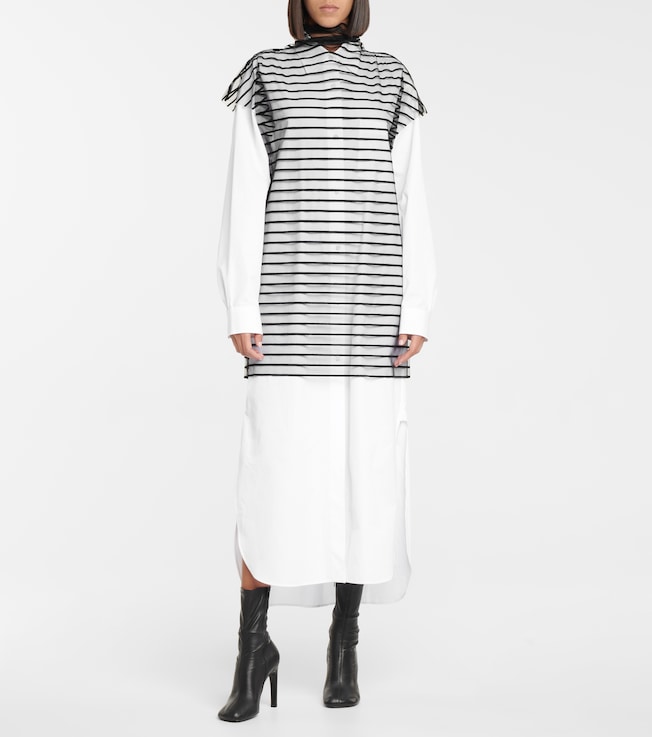 Dries Van Noten Striped mesh tie-neck top