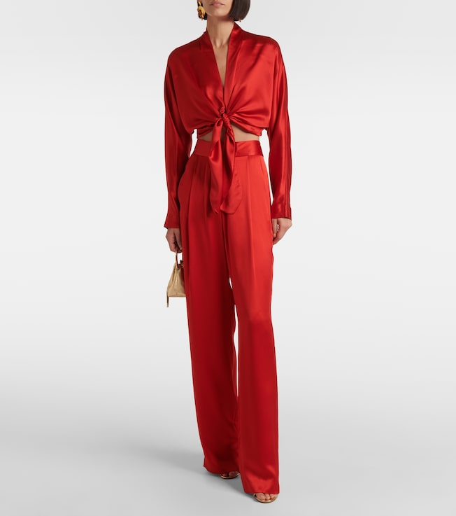 The Sei Tie-detail silk satin top