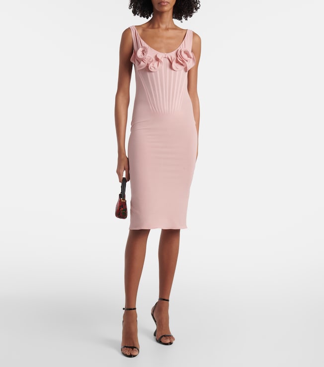 Magda Butrym Floral-appliqué silk-blend bustier dress