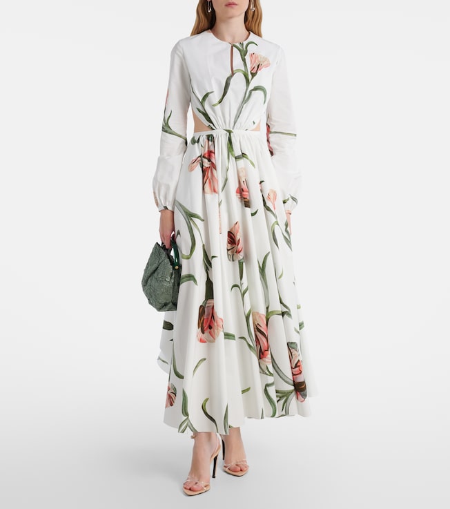 Giambattista Valli Macro Carnation cutout poplin maxi dress