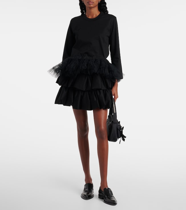 Noir Kei Ninomiya Tiered cotton miniskirt