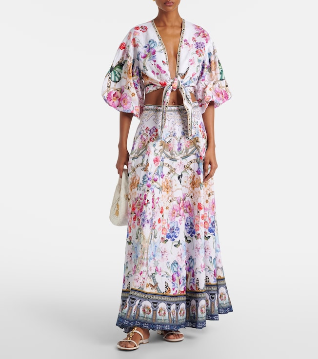 Camilla Floral linen crop top