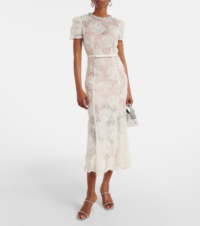 self-portrait Semi-sheer lace midi dress
