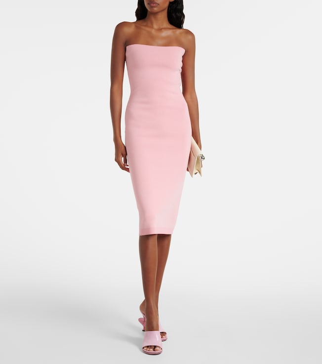 Jacquemus Sera strapless piqué midi dress