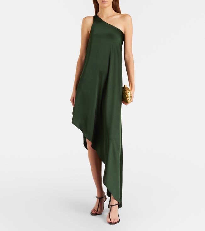 Norma Kamali Asymmetric one-shoulder satin cocktail dress