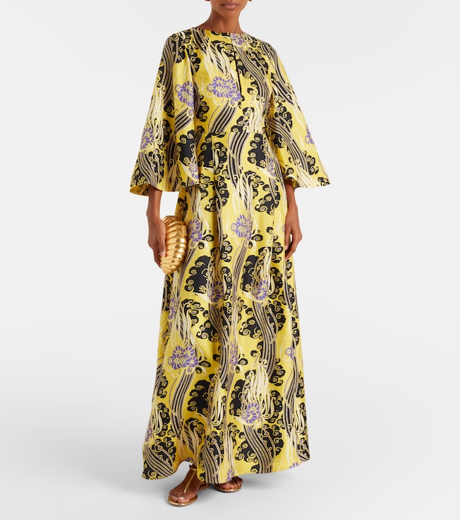 La DoubleJ Belle cutout printed silk maxi dress
