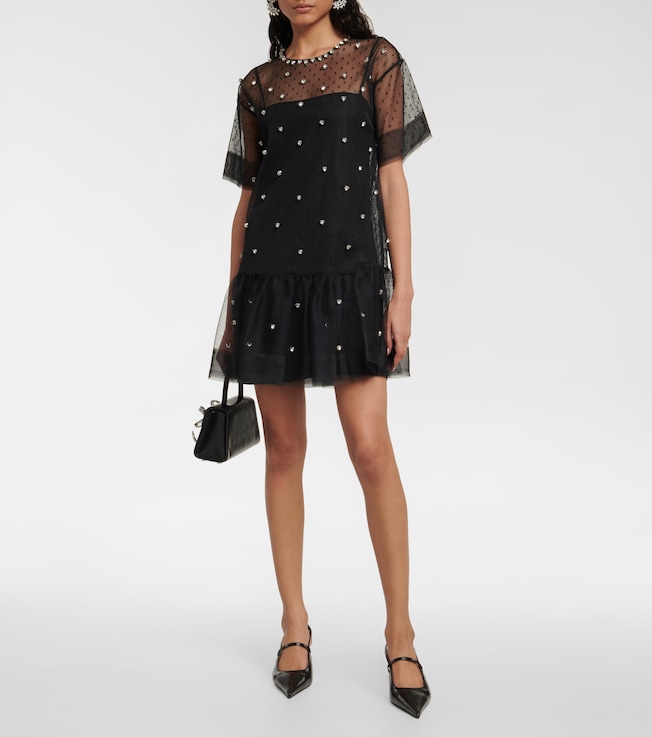 REDValentino Embellished point d’esprit tulle minidress